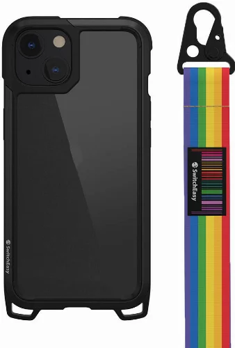 Apple iPhone 13 Boyun Askılı Kompozit Tasarımlı Şok Önleyicili Switcheasy Odyssey Kapak - Rainbow