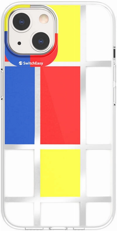 Apple iPhone 13 Çift IMD Baskılı Switcheasy Artist Mondrian Kapak - Sarı