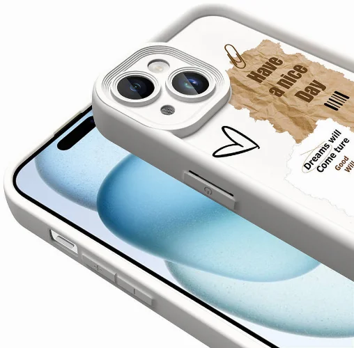 Apple iPhone 13 (6.1) Kılıf Kamera Korumalı Baskılı Arka Yüzey Klas Kapak - Siyah