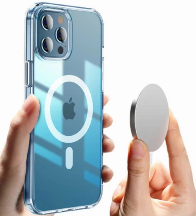 Apple iPhone 13 Mini (5.4) Kılıf Magsafe Magnetic Crystal Kapak - Şeffaf