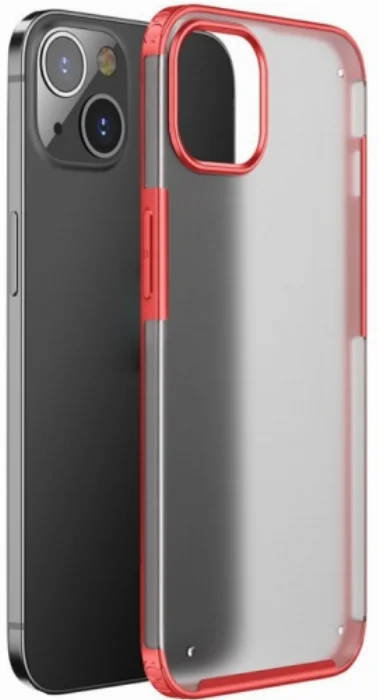 Apple iPhone 13 Mini (5.4) Kılıf Volks Serisi Kenarları Silikon Arkası Şeffaf Sert Kapak - Kırmızı