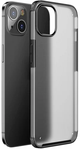 Apple iPhone 13 Mini (5.4) Kılıf Volks Serisi Kenarları Silikon Arkası Şeffaf Sert Kapak - Siyah
