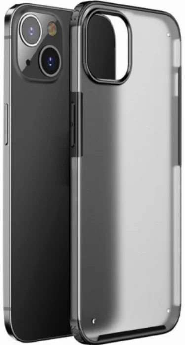 Apple iPhone 13 Mini (5.4) Kılıf Volks Serisi Kenarları Silikon Arkası Şeffaf Sert Kapak - Siyah