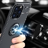 Apple iPhone 13 Pro (6.1) Kılıf Renkli Silikon Yüzüklü Standlı Auto Focus Ravel Kapak - Mavi - Siyah