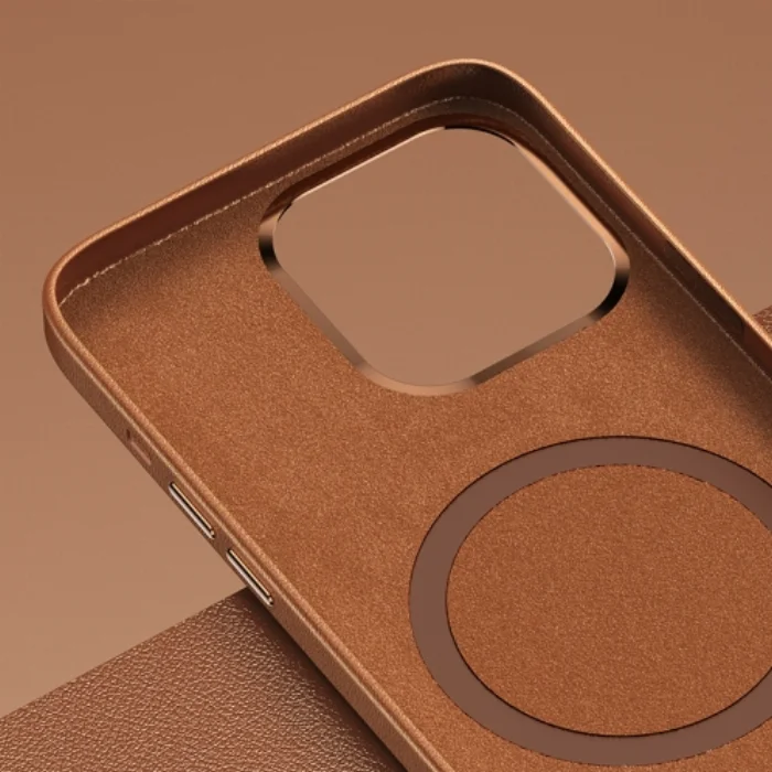 Apple iPhone 13 Pro (6.1) Kılıf Benks MagSafe Hakiki Deri Kapak - Kahverengi
