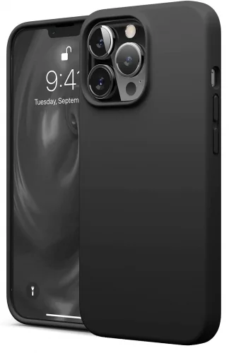 Apple iPhone 13 Pro (6.1) Kılıf İçi Kadife Mat Mara Lansman Silikon Kapak  - Siyah