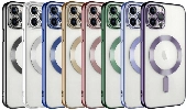 Apple iPhone 13 Pro (6.1) Kılıf Kamera Korumalı Şeffaf Magsafe Wireless Şarj Özellikli Demre Kapak - Lila