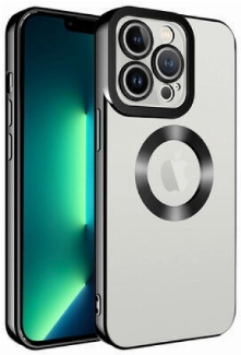 Apple iPhone 13 Pro (6.1) Kılıf Kamera Lens Korumalı Şeffaf Renkli Logo Gösteren Parlak Kapak - Siyah