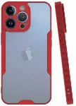 Apple iPhone 13 Pro (6.1) Kılıf Kamera Lens Korumalı Arkası Şeffaf Silikon Kapak - Kırmızı