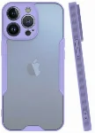 Apple iPhone 13 Pro (6.1) Kılıf Kamera Lens Korumalı Arkası Şeffaf Silikon Kapak - Lila