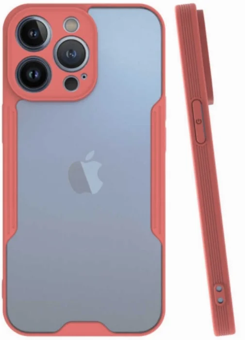 Apple iPhone 13 Pro (6.1) Kılıf Kamera Lens Korumalı Arkası Şeffaf Silikon Kapak - Pembe