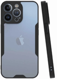 Apple iPhone 13 Pro (6.1) Kılıf Renkli Silikon Kamera Lens Korumalı Şeffaf Parfe Kapak - Siyah