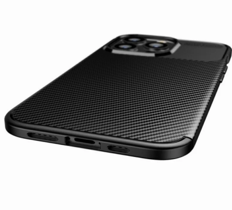 Apple iPhone 13 Pro (6.1) Kılıf Karbon Serisi Mat Fiber Silikon Negro Kapak - Siyah