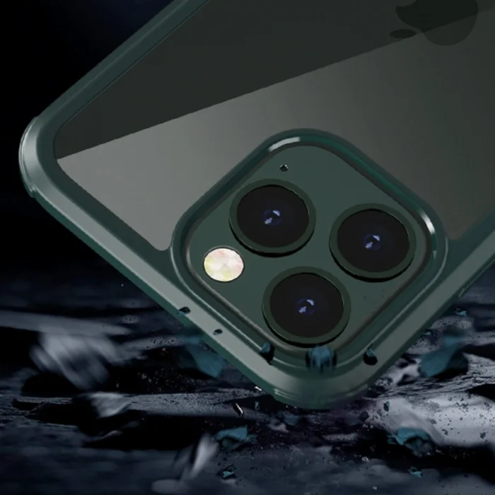 Apple iPhone 13 Pro (6.1) Kılıf Ön ve Arkası Camlı 360 Tam Koruma Silikon Kapak - Siyah