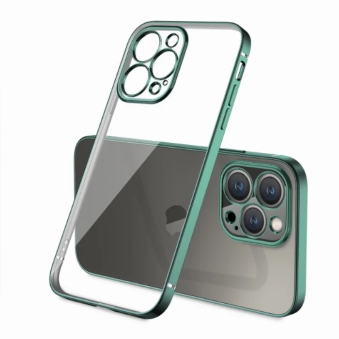Apple iPhone 13 Pro (6.1) Kılıf Renkli Esnek Kamera Korumalı Silikon G-Box Kapak - Yeşil