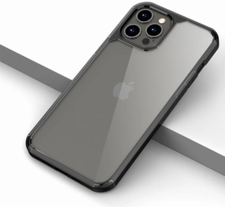 Apple iPhone 13 Pro (6.1) Kılıf Soft Silikon Camlı Roll Kapak - Siyah