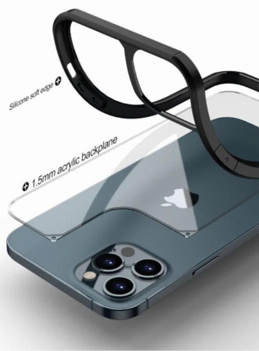 Apple iPhone 13 Pro (6.1) Kılıf Soft Silikon Camlı Roll Kapak - Siyah