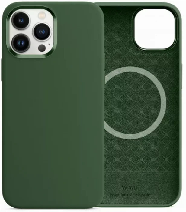 Apple iPhone 13 Pro (6.1) Kılıf Wiwu Magnetic Magsafe Silikon Kapak - Yeşil