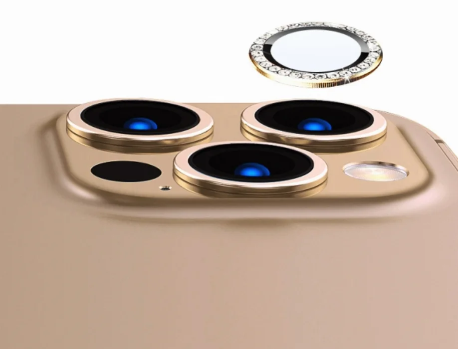 Apple iPhone 13 Pro (6.1) Taşlı Kamera Lens Koruyucu CL-06 - Kırmızı