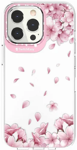 Apple iPhone 13 Pro Çift IMD Baskılı Switcheasy Artist Sakura Kapak - Pembe