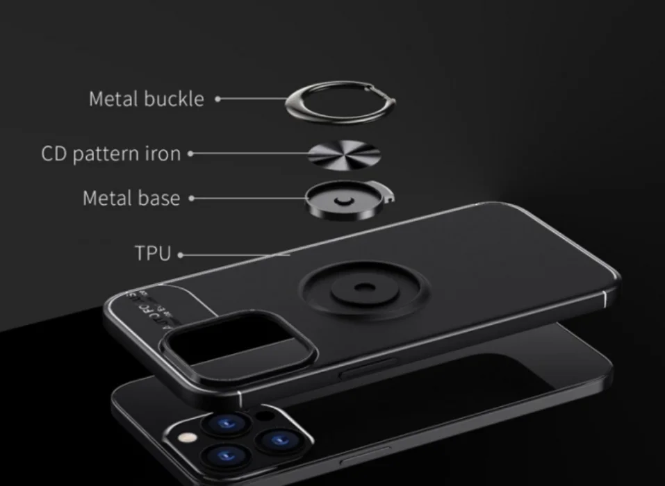 Apple iPhone 13 Pro Max (6.7) Kılıf Auto Focus Serisi Soft Premium Standlı Yüzüklü Kapak - Siyah