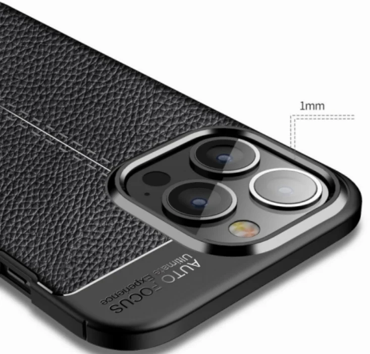 Apple iPhone 13 Pro Max (6.7) Kılıf Deri Görünümlü Parmak İzi Bırakmaz Niss Silikon - Siyah