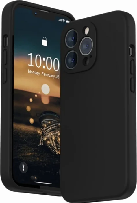 Apple iPhone 13 Pro Max (6.7) Kılıf First Silikon Mat Esnek Kamera Lens Korumalı - Siyah