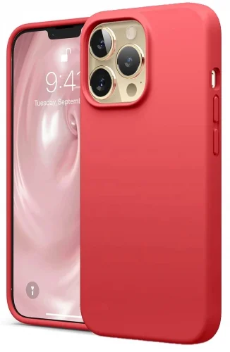 Apple iPhone 13 Pro Max (6.7) Kılıf İçi Kadife Mat Mara Lansman Silikon Kapak - Kırmızı