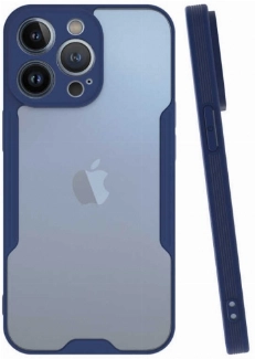 Apple iPhone 13 Pro Max (6.7) Kılıf Renkli Silikon Kamera Lens Korumalı Şeffaf Parfe Kapak - Lacivert