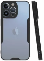 Apple iPhone 13 Pro Max (6.7) Kılıf Kamera Lens Korumalı Arkası Şeffaf Silikon Kapak - Siyah