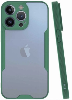 Apple iPhone 13 Pro Max (6.7) Kılıf Renkli Silikon Kamera Lens Korumalı Şeffaf Parfe Kapak - Yeşil