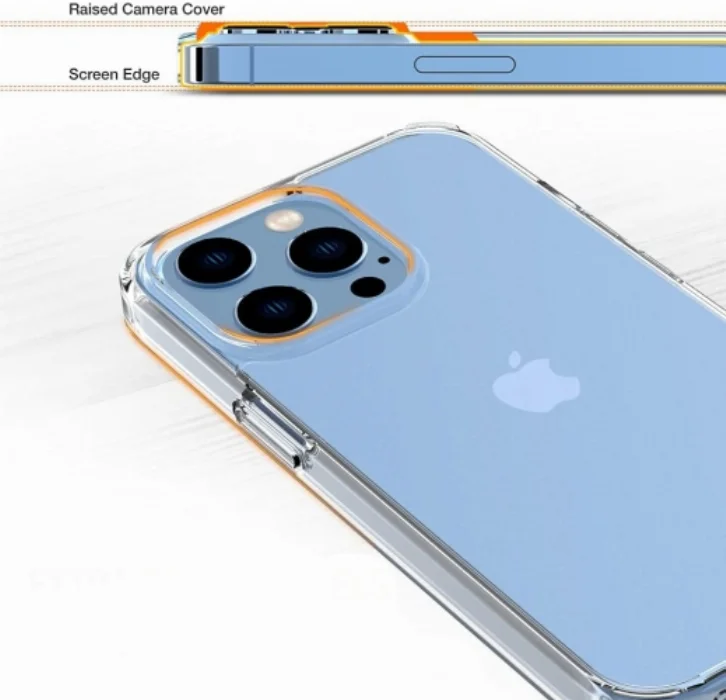 Apple iPhone 13 Pro Max (6.7) Kılıf Korumalı Kenarları Silikon Arkası Sert Coss Kapak  - Şeffaf