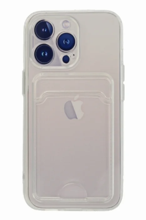 Apple iPhone 13 Pro Max (6.7) Kılıf Şeffaf Kartlıklı Silikon Kapak