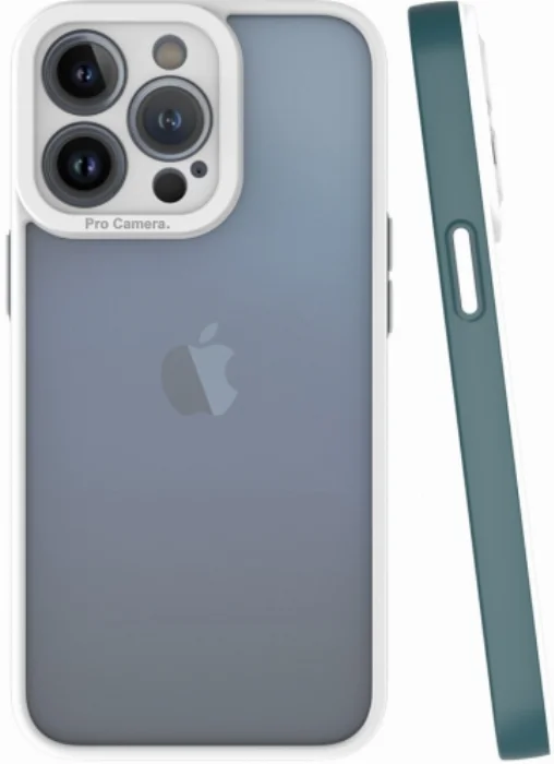 Apple iPhone 13 Pro Max (6.7) Kılıf Şeffaf Mat Arka Yüzey Silikon Mima Kapak - Yeşil