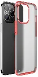 Apple iPhone 13 Pro Max (6.7) Kılıf Volks Serisi Kenarları Silikon Arkası Şeffaf Sert Kapak - Kırmızı