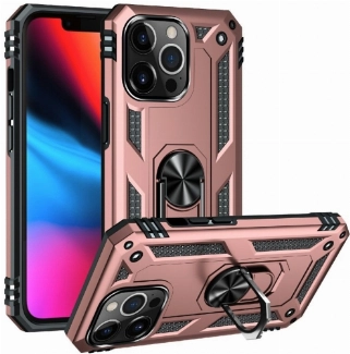 Apple iPhone 13 Pro Max (6.7) Kılıf Silikon Zırhlı Standlı Yüzüklü Mıknatıslı Tank Kapak - Rose Gold