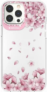 Apple iPhone 13 Pro Max Çift IMD Baskılı Switcheasy Artist Sakura Kapak - Pembe