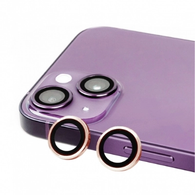 Apple iPhone 14 (6.1) Kamera Lens Koruyucu Cam CL-07 - Rose Gold