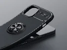 Apple iPhone 14 (6.1) Kılıf Renkli Silikon Yüzüklü Standlı Auto Focus Ravel Kapak - Mavi - Siyah