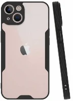 Apple iPhone 14 (6.1) Kılıf Renkli Silikon Kamera Lens Korumalı Şeffaf Parfe Kapak - Siyah