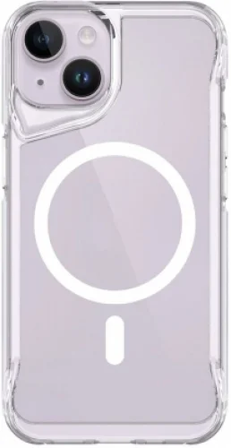 Apple iPhone 14 (6.1) Kılıf MagSafe Özellikli TPU Kenarları Esnek T-Max Kapak - Şeffaf
