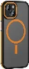 Apple iPhone 14 (6.1) Kılıf Magsafe Şarj Özellikli Mat Görünümlü Ant Kapak - Turuncu