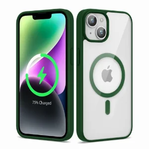 Apple iPhone 14 (6.1) Kılıf Magsafe Wireless Şarj Özellikli Silikon Zore Ege Kapak - Koyu Yeşil