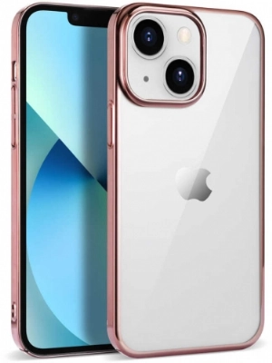 Apple iPhone 14 (6.1) Kılıf Silikon Renkli Esnek Pixel Kapak - Rose Gold