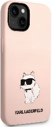 Apple iPhone 14 (6.1) Kılıf Karl Lagerfeld Silikon Choupette Dizayn Kapak - Pembe