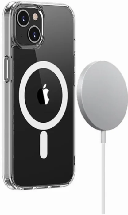 Apple iPhone 14 Plus (6.7) Kılıf MagSafe Wireless Şarj Kapak Köşeleri Airbag - Şeffaf
