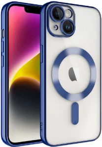 Apple iPhone 14 Plus (6.7) Kılıf Kamera Korumalı Şeffaf Magsafe Wireless Şarj Özellikli Demre Kapak - Sierra Mavi