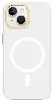 Apple iPhone 14 Plus (6.7) Kılıf Magsafe Şarj Özellikli Metal Kamera Çerçeveli Recci Glaze Serisi Kapak - Beyaz