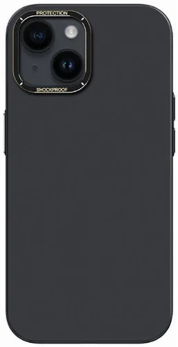 Apple iPhone 14 Plus (6.7) Kılıf Metal Kamera Çerçeveli Recci Glaze Serisi Kapak - Siyah