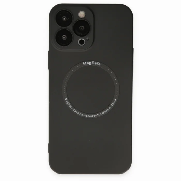 Apple iPhone 14 Pro (6.1) Kılıf Magsafe Lens Korumalı Jack Silikon Kapak - Siyah